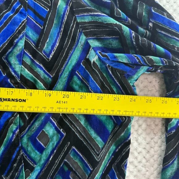 Chicos Cardigan Women 3 XL/16 Blue Abstract Velvet Burn-Out Sheer Open Front - Picture 12 of 13